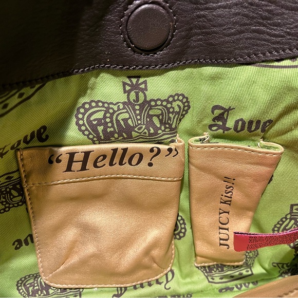 Vintage JUICY Couture Terry Lime Green Yellow Fringe Tassel Bag - Picture 8 of 14